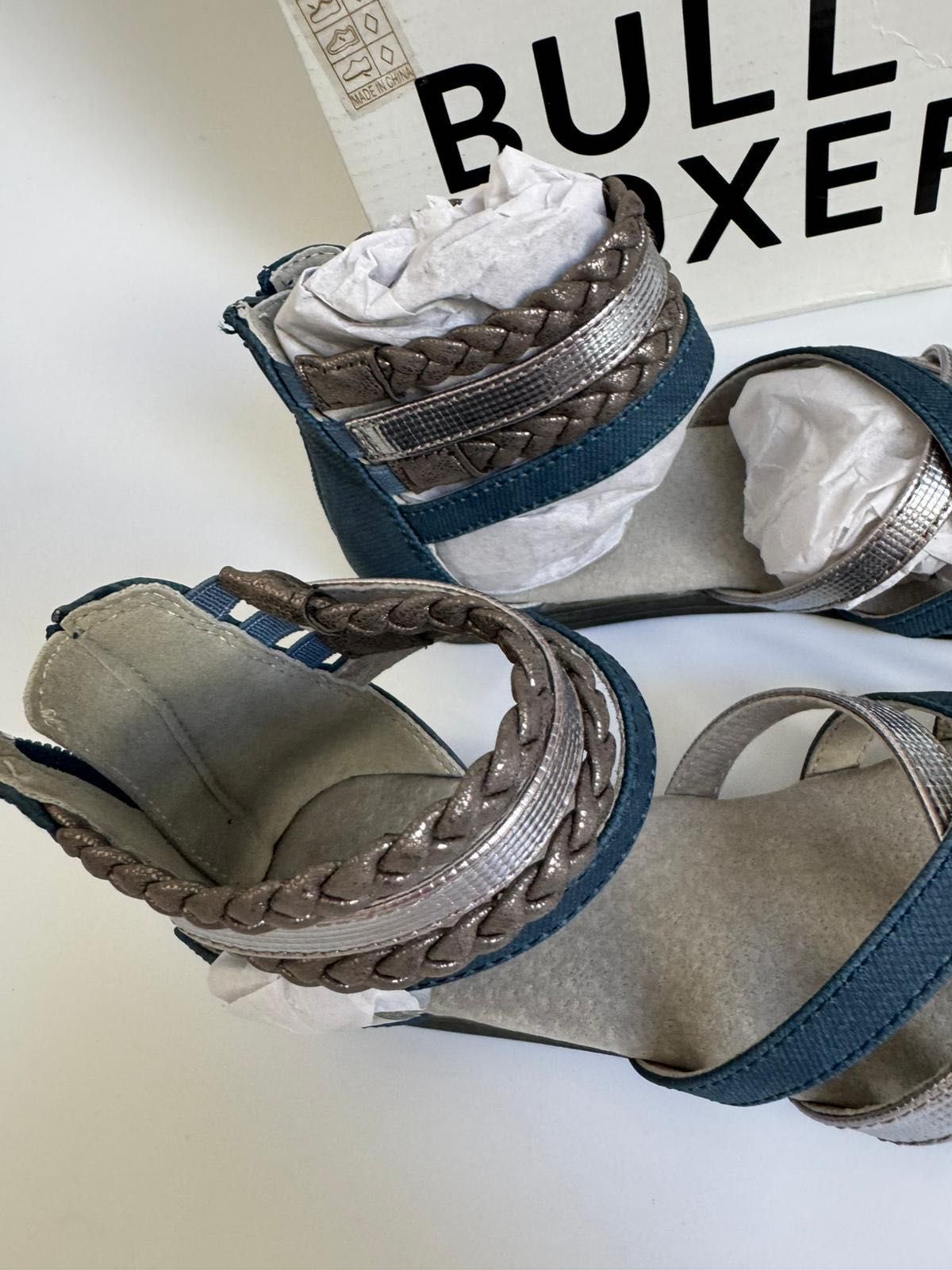 Nowe sandały dziecięce dziewczęce BULL BOXER srebrne niebieskie 30