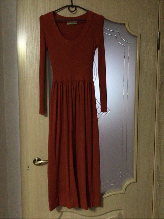 Розкішна Сукня резинка довга міді Stefanel Італія цегляний колір хс