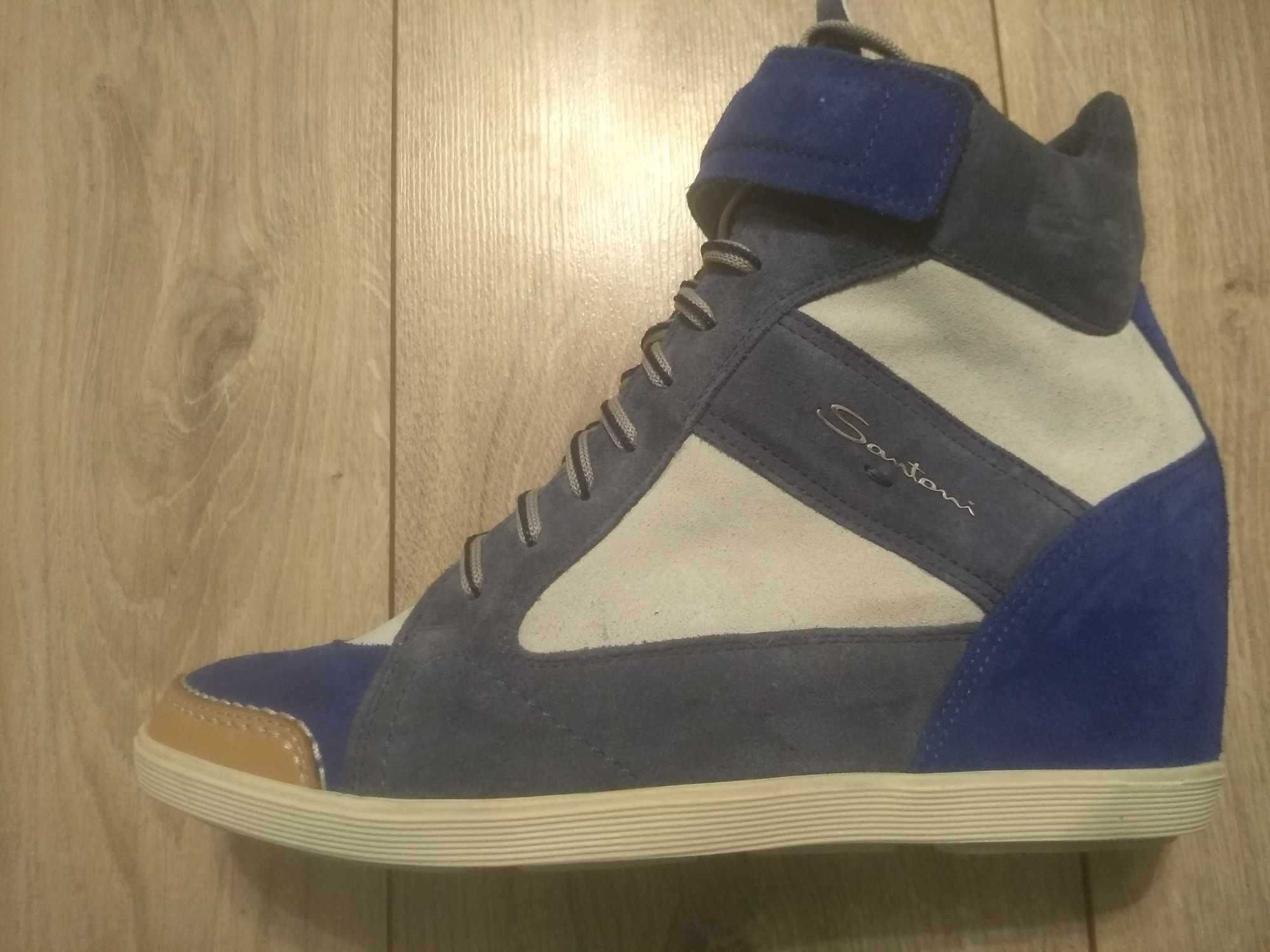 Santoni sneaker koturn 39 śliczne buty premium botki