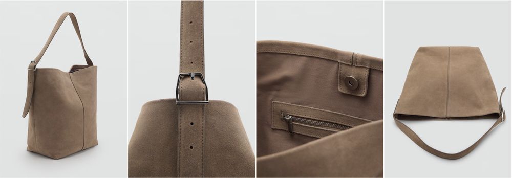 Mango Сумка-відро з натур замші, шопер