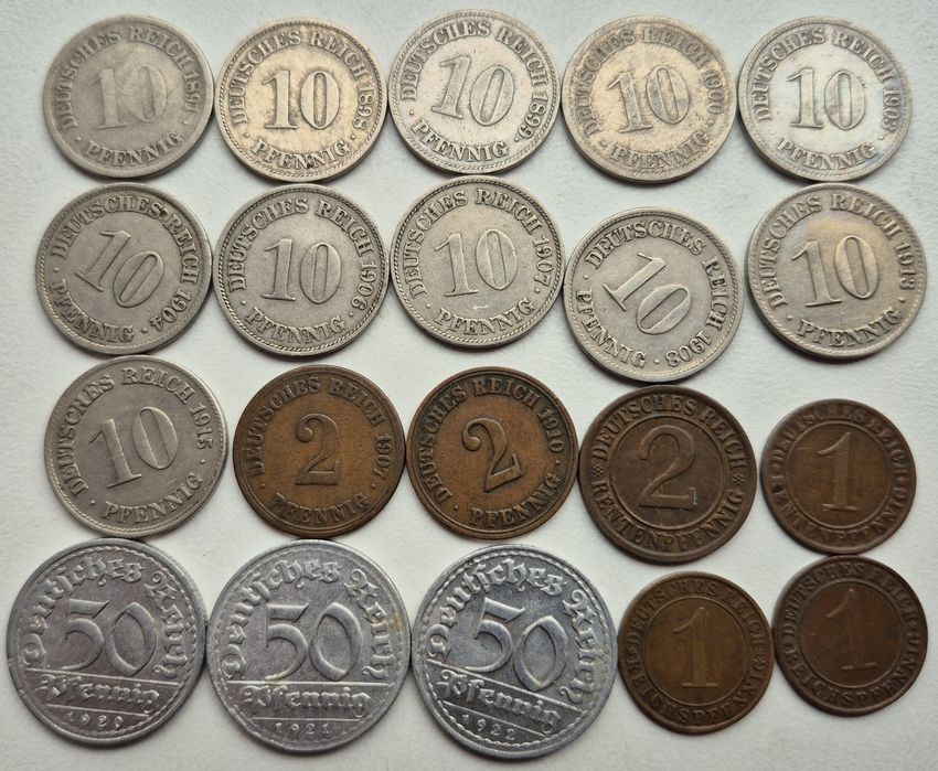 Пфенінги Веймар Рейх 1891 - 1935 рр. Без повторів 20 монет