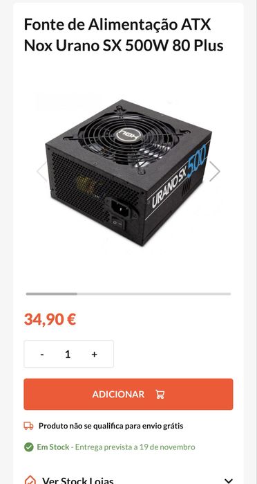 Fonte de Alimentação ATX Nox Urano SX 500W 80 Plus