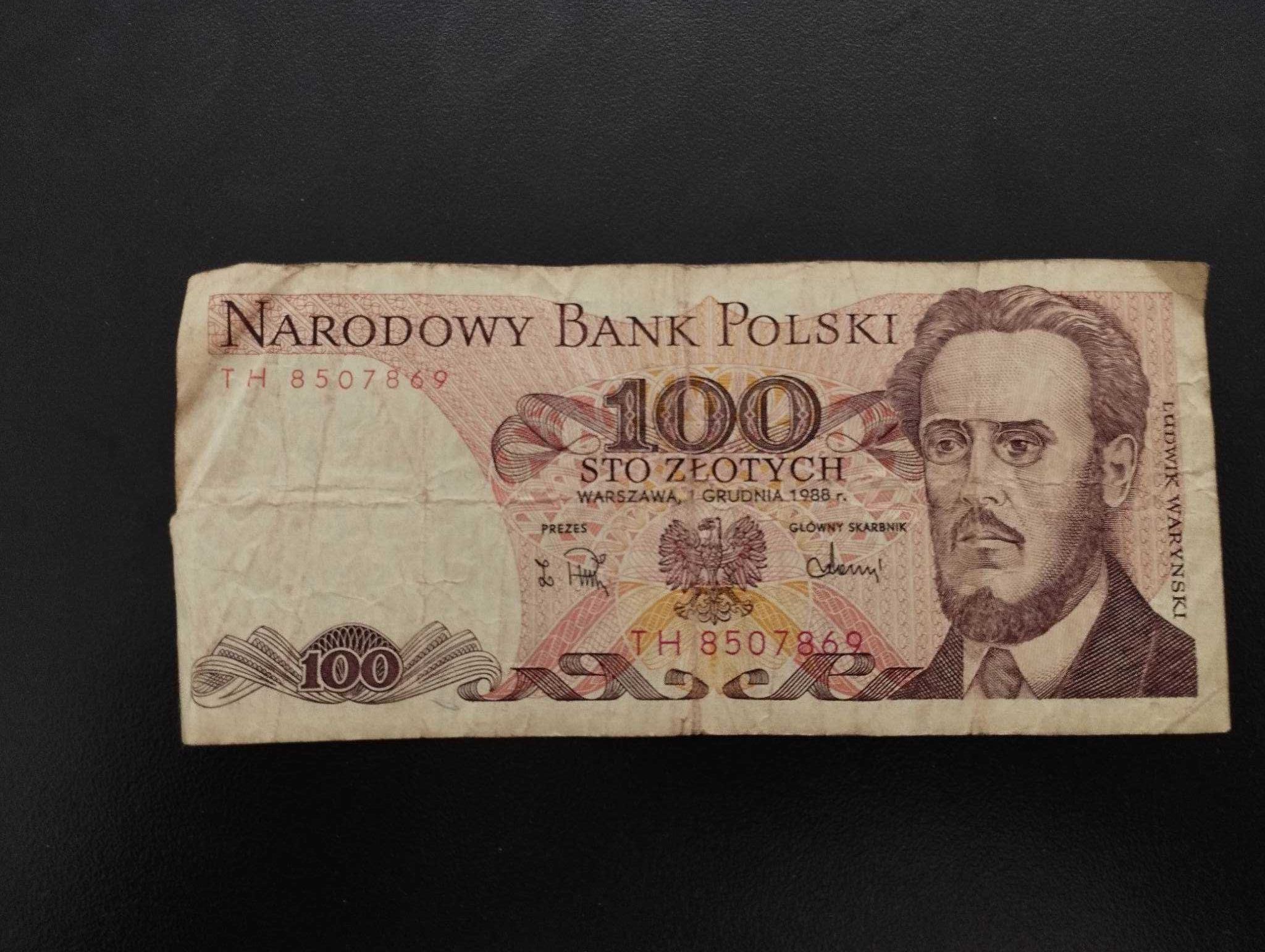 Banknot 100 zł stary PRL Ludwik Waryński