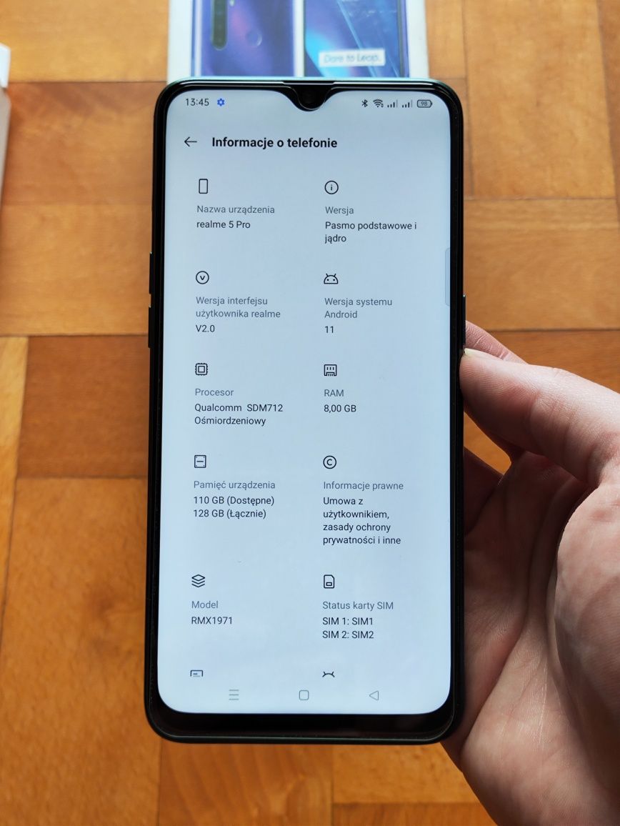 SMARTFON REALME 5 PRO 8GB/128GB (dual SIM Snapdragon 712 48 mpx IPS)