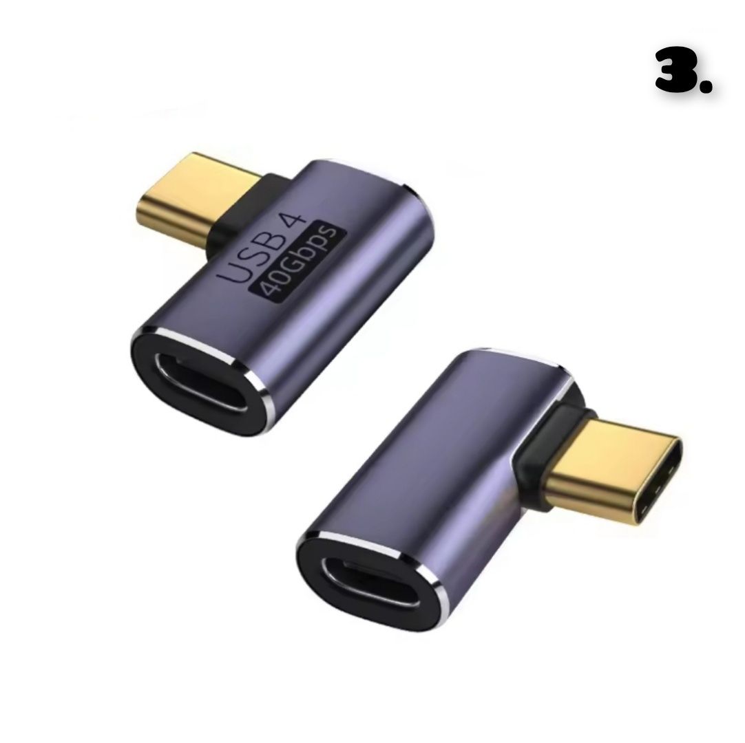 Adapter USB-C na USB-C kątowy 90 stopni