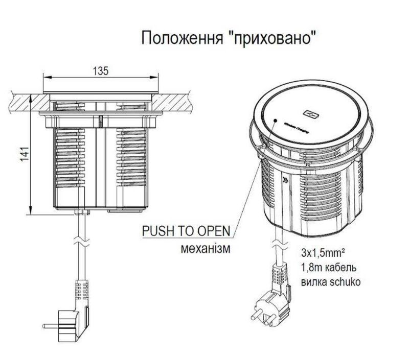Суперсучасна вбудована розетка 6-в-1