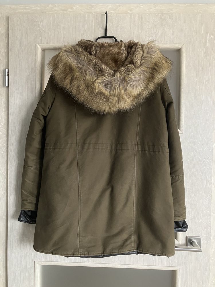 kurtka parka khaki zimowa zara