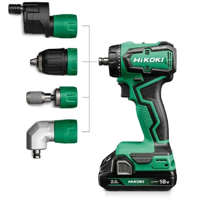 Zestaw Wiertarko-Wkrętarka Akumulatorowa HIKOKI DS18DDQ WRZ + głowice