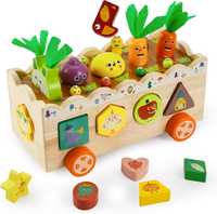 Gra Drewniany Sorter Warzywa Montessori Złap Robaczka Z836