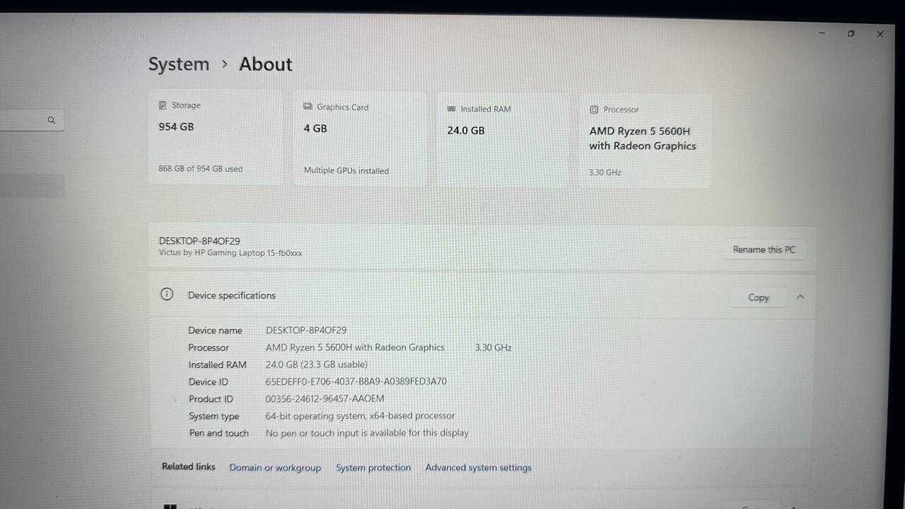 Gamingowy Laptop z USA HP Amd Ryzen 5600H 24 gb rtx 3050ti 1 tb