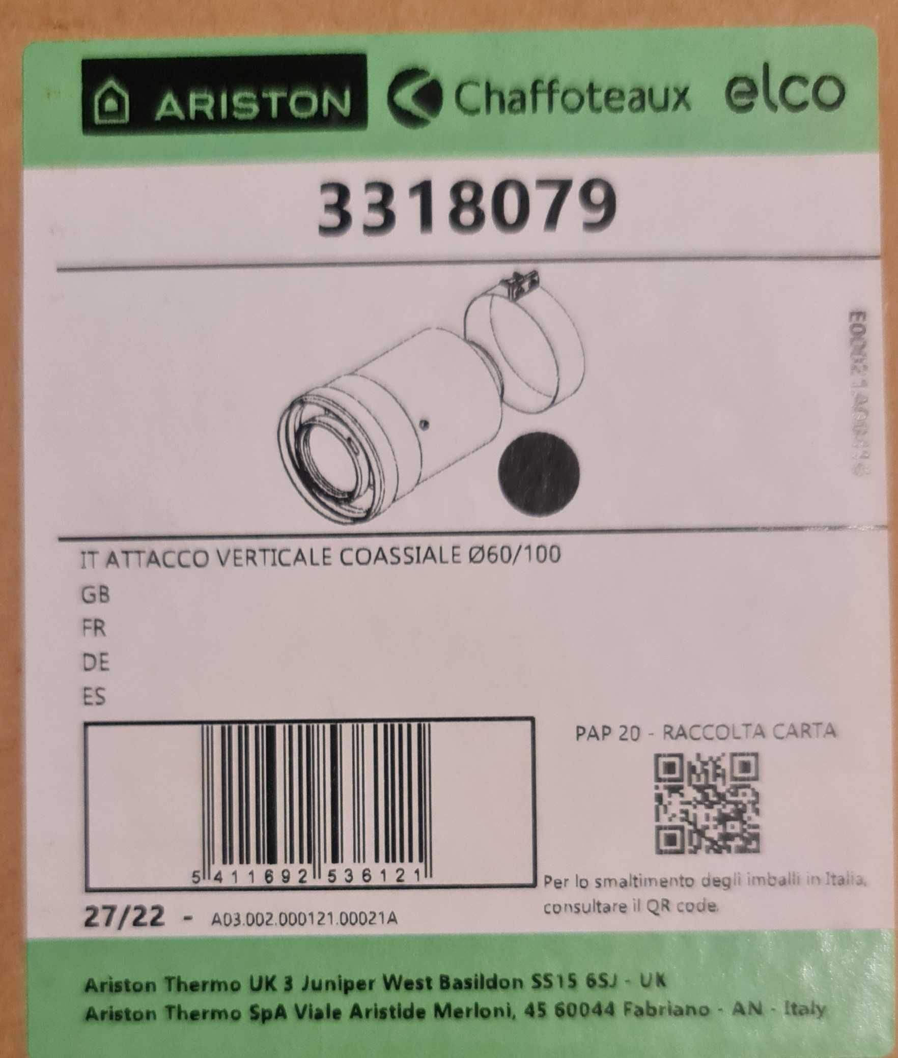 Adapter pionowy 60/100 Ariston