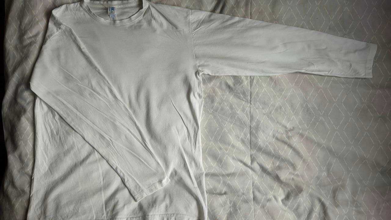 Biała koszulka z długim rękawem/S/100% bawełna