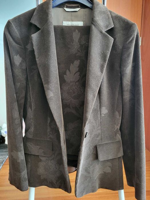 Fato Veludo Estampado Castanho e Brilhantes (MAXMARA)