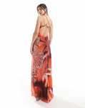 Asos Design 36 S Sukienka Zdobiona Maxi Abstract Print H16334