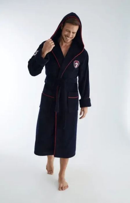 Халаты мужские Nusa 1305/1310 бамбук/хлопок с капюшоном