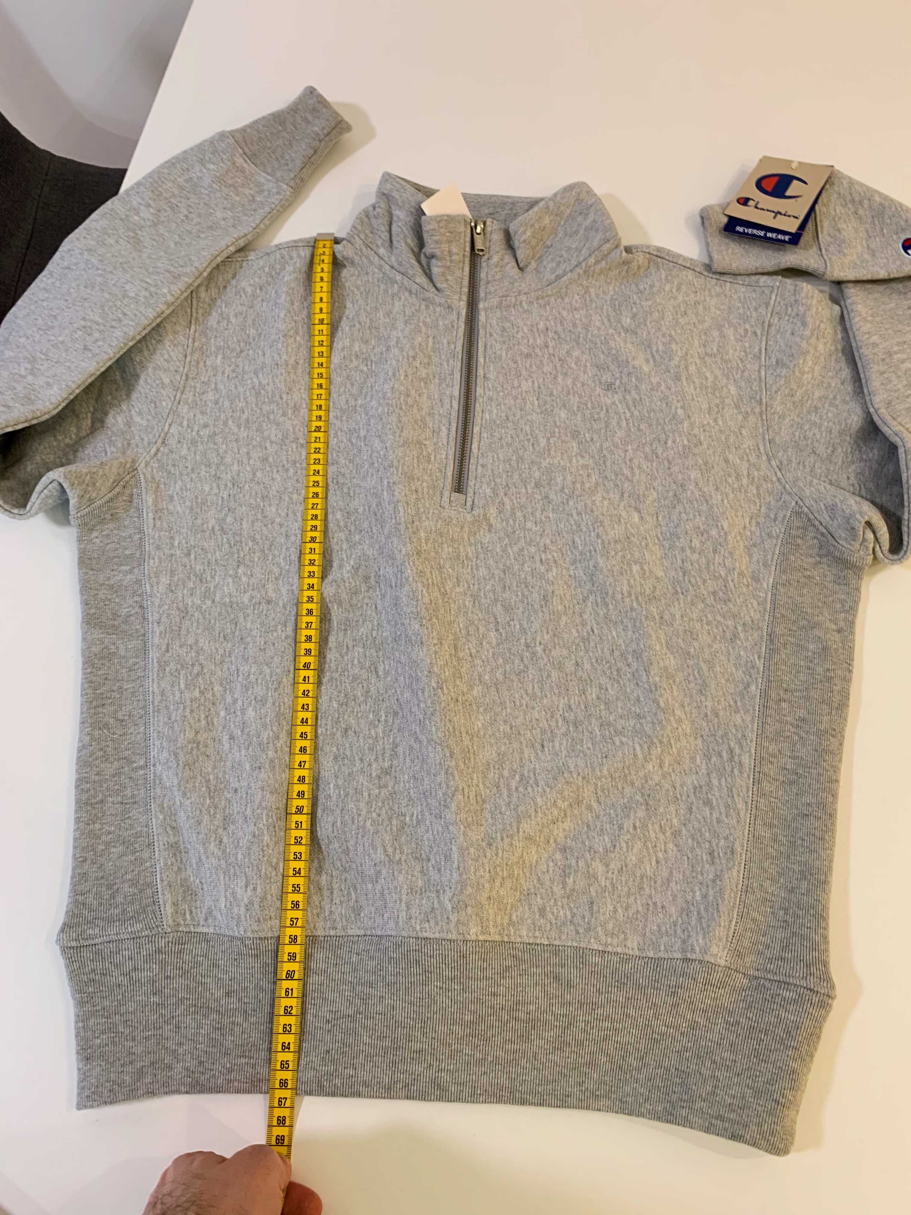 Champion Reverse Weave Quarter-Zip Sweatshirt Grey S M bluza half-zip