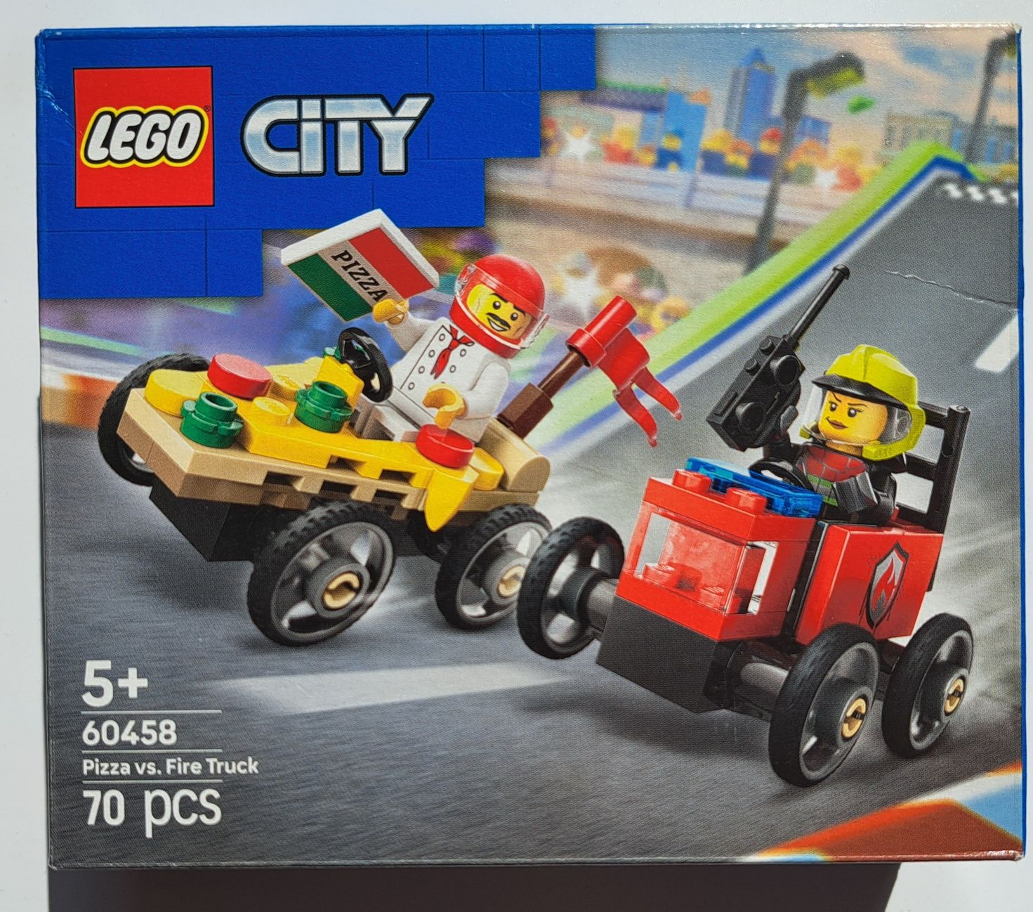 Lego 60458 Zestaw Wyścigówek: Pizza Kontra Wóz Strażacki