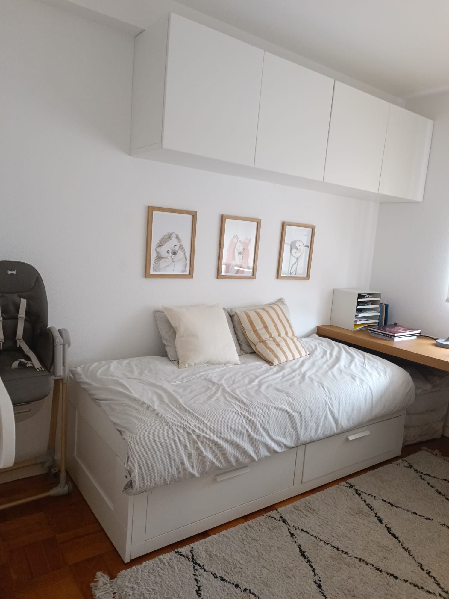 Cama indiv/dupla c/ 2gavetas/2colchões, branco/Ågotnes