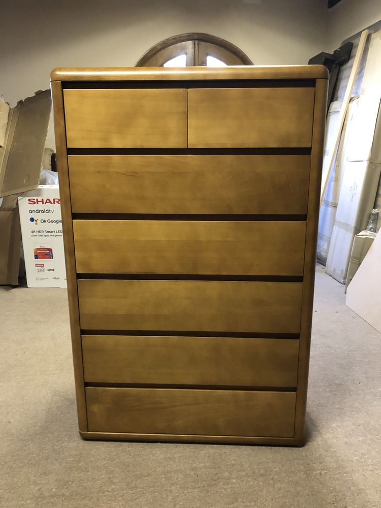 Komoda buk rustikal lakier z 7 szufladami 80x48x123 cm