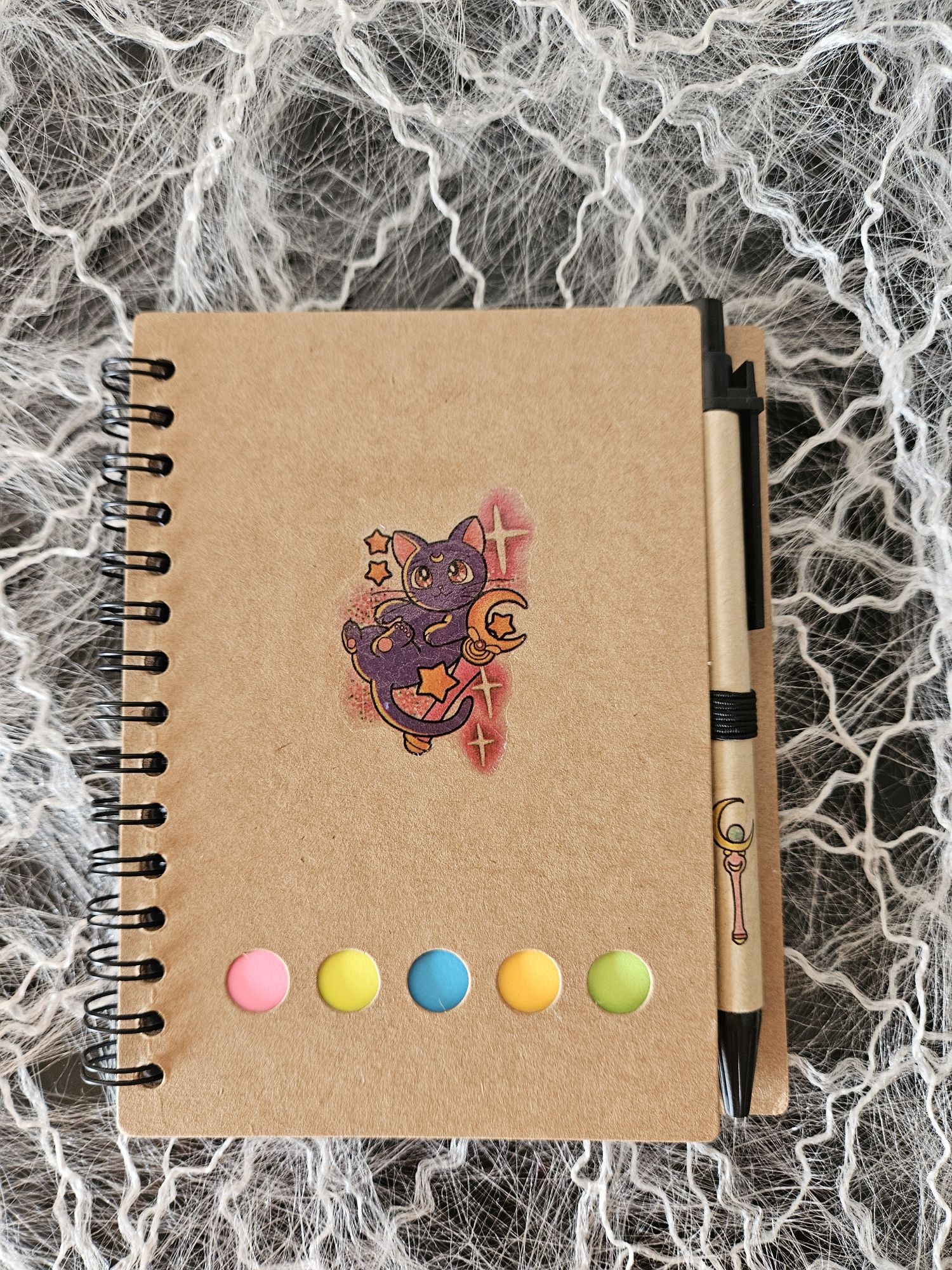 Sailor moon - Luna : Notebook c/ caneta e sticky notes