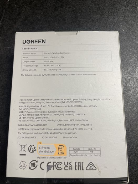 Ugreen Magnetic Wireless Car Charger 15W