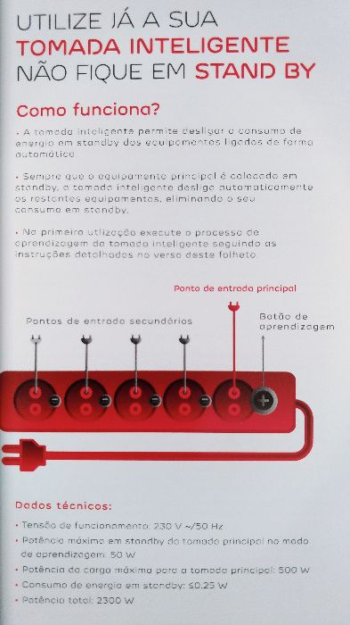 Tomada extensão elétrica inteligente - nova - portes grátis