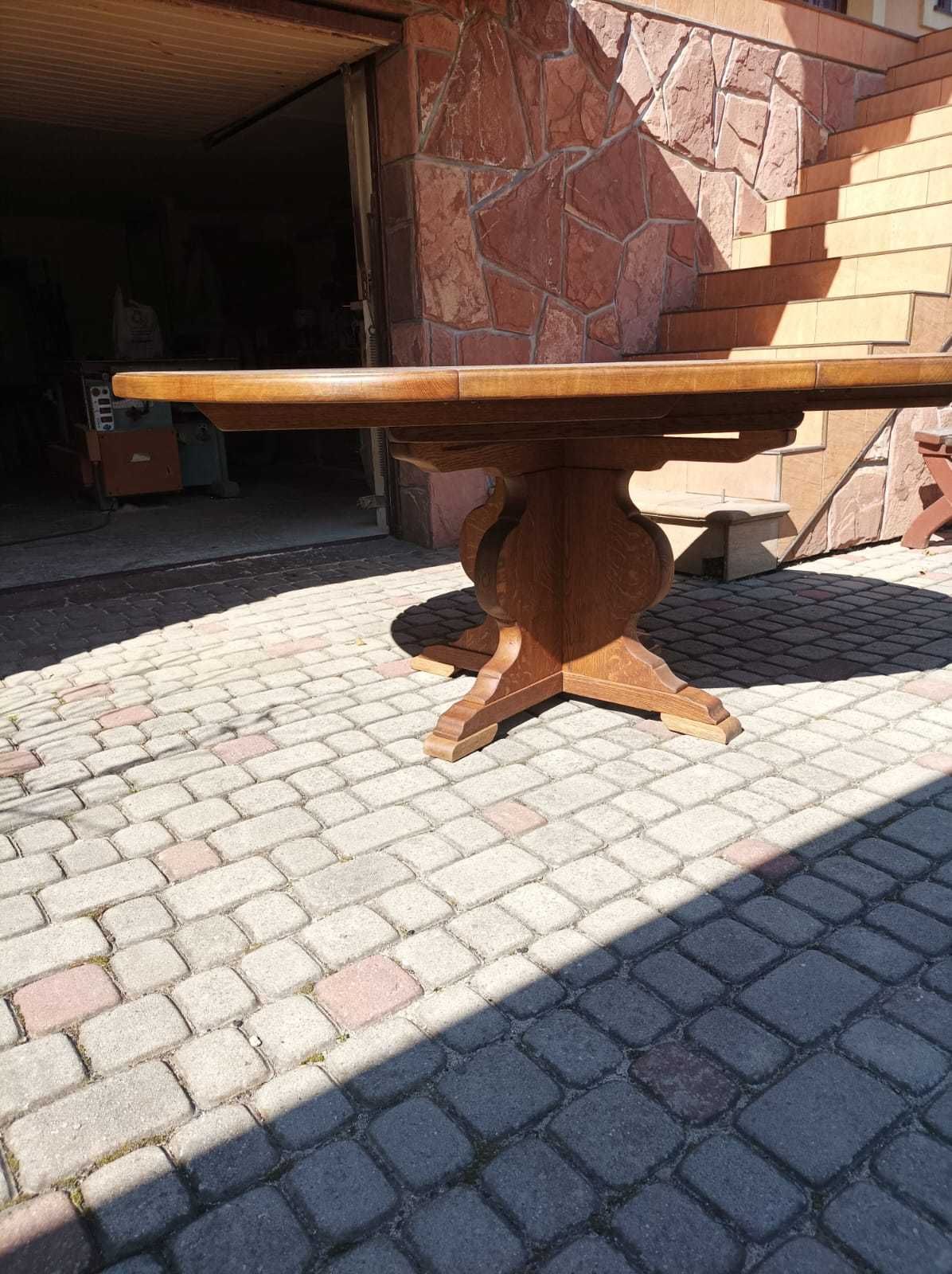 Drewniany stół dębowy okrągły rozkładany rustykalny