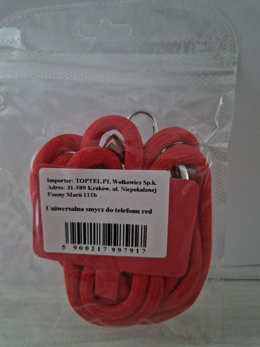 Uniwersalna smycz do telefonu czerwona