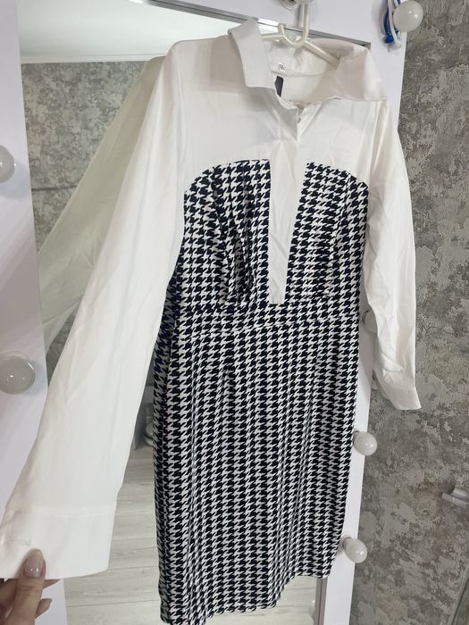 Сукня рубашка в клітинку чорно-біле