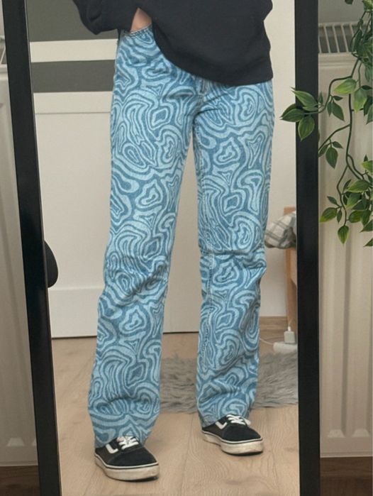 Spodnie high waist M niebieskie