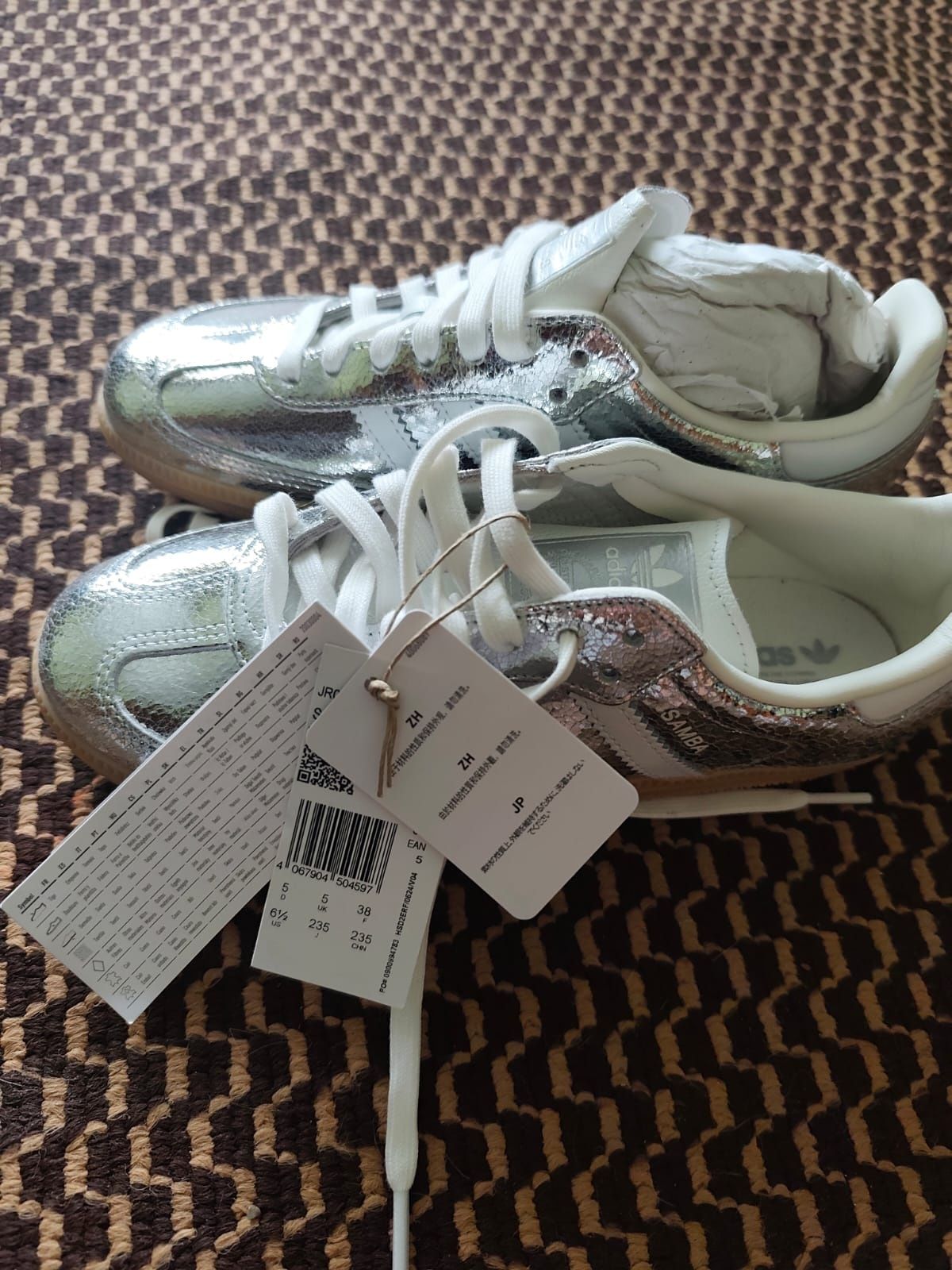 Оригінальні Кеди жіночі Adidas Samba Og JR0035 37.5(4.5 UK) сріблясті