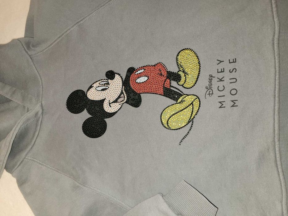 Bluza ZARA z kapturem szara Mickey r. 134