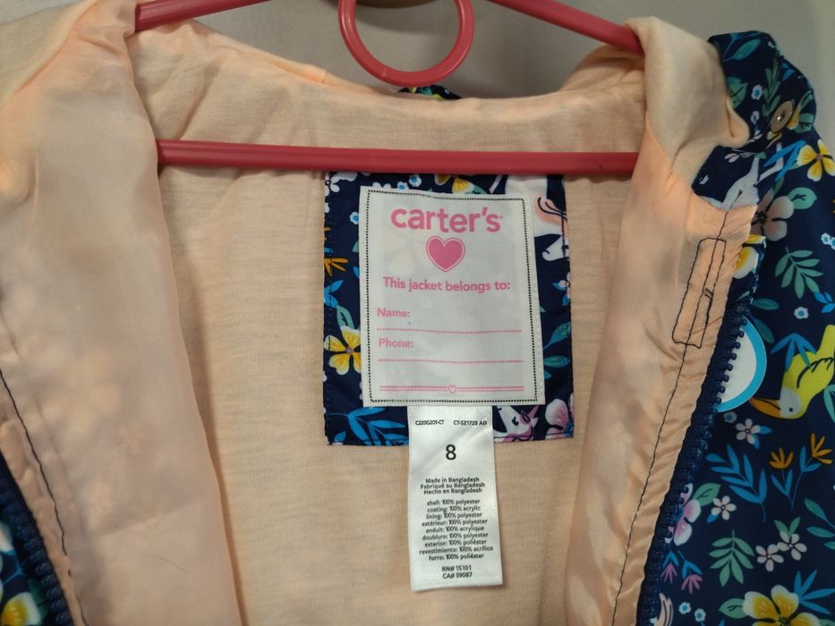 Нова Вітрівка-дощовик для дівчинки з єдинорожками Carters 136 см 27-32