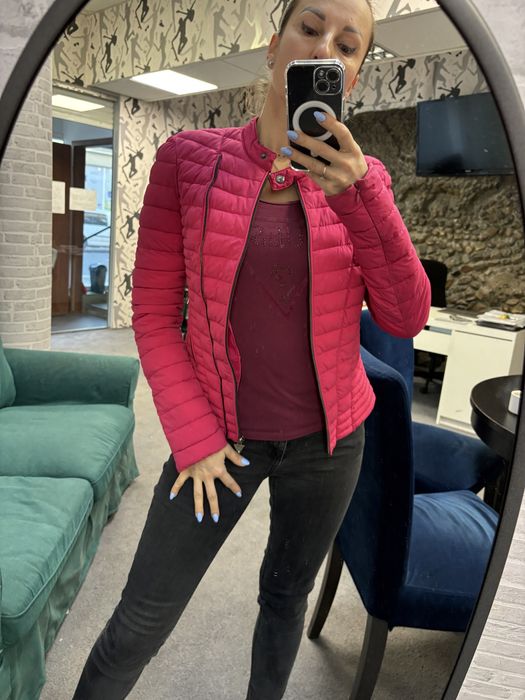 Guess kurtka pikowana ramoneska przeciwdeszczowa pink flo neon xs S 34