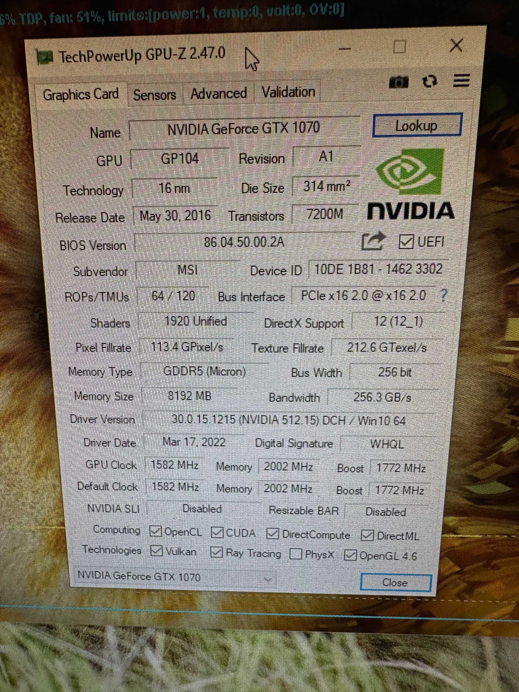Відеокарта MSI GeForce GTX 1070 Gaming X 8GB GDDR5 256bit