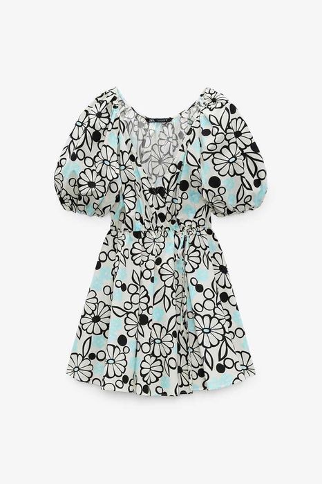 (NOVO C/ ETIQUETA, PORTES GRÁTIS) ZARA - Vestido Curto Cruzado Floral