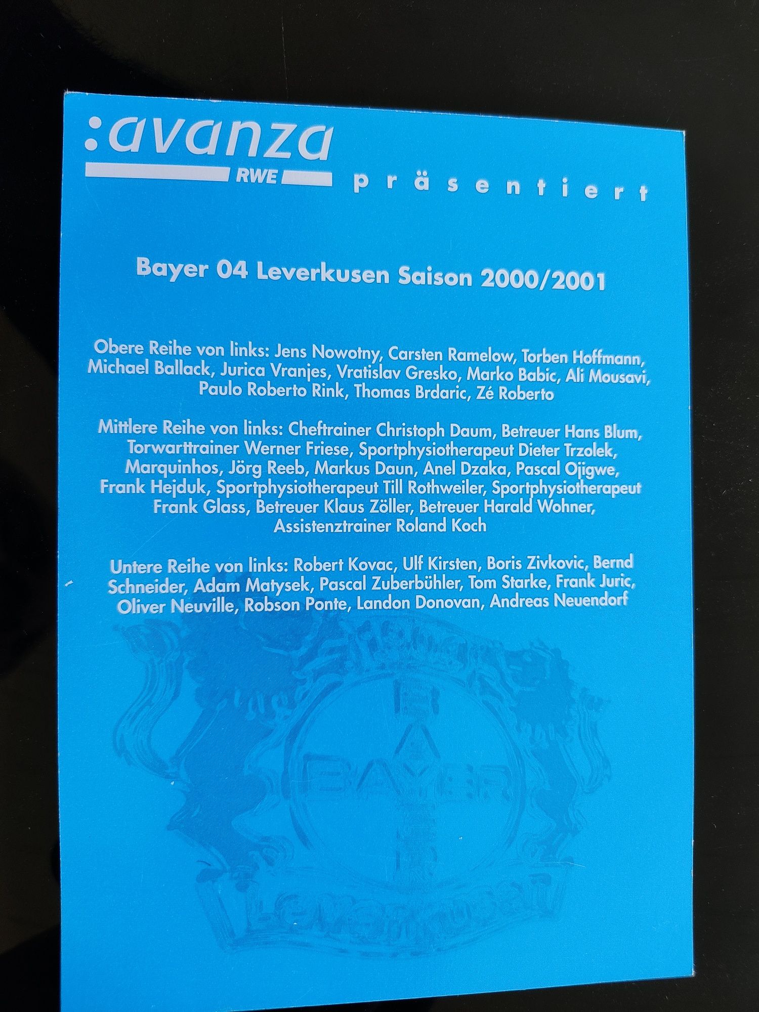 Postal do Bayer Leverkusen 2000 e 2001