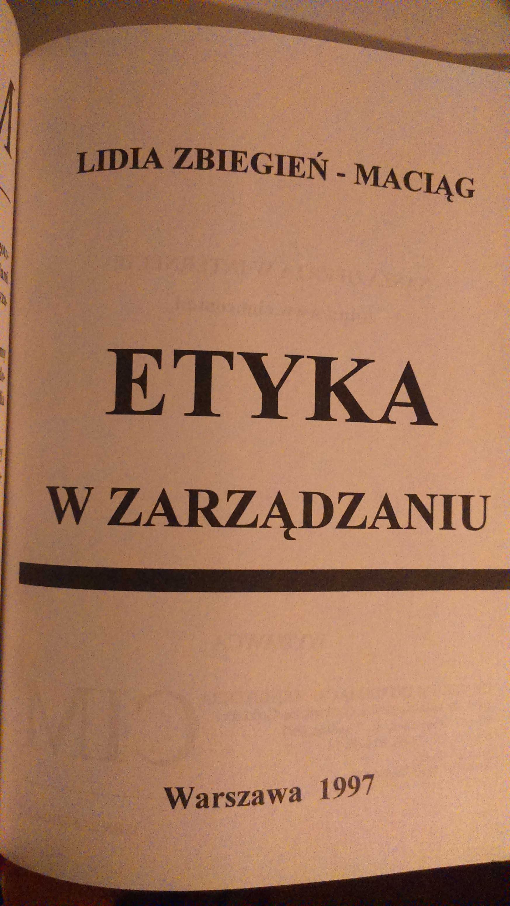 Etyka w zarządzaniu - Lidia Zbiegień-Maciąg