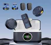 Microfones de lapela com Caixa de Carregamento