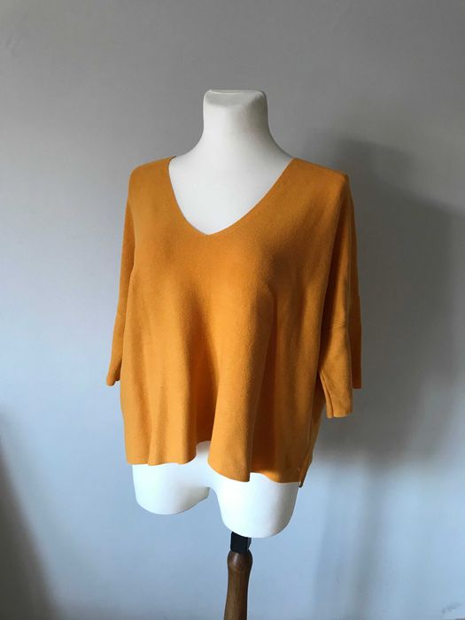 Tunika żółta oversive bluzka z dzianiny sweter nietoperz r. 38 / 40