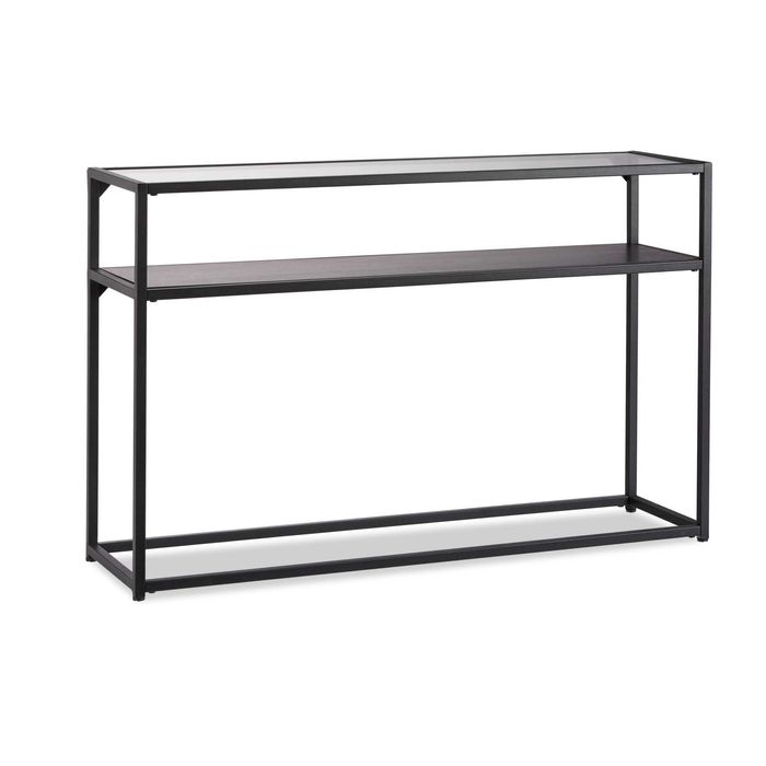 Stolik konsolowy ze szklanym blatem czarny Relaxdays