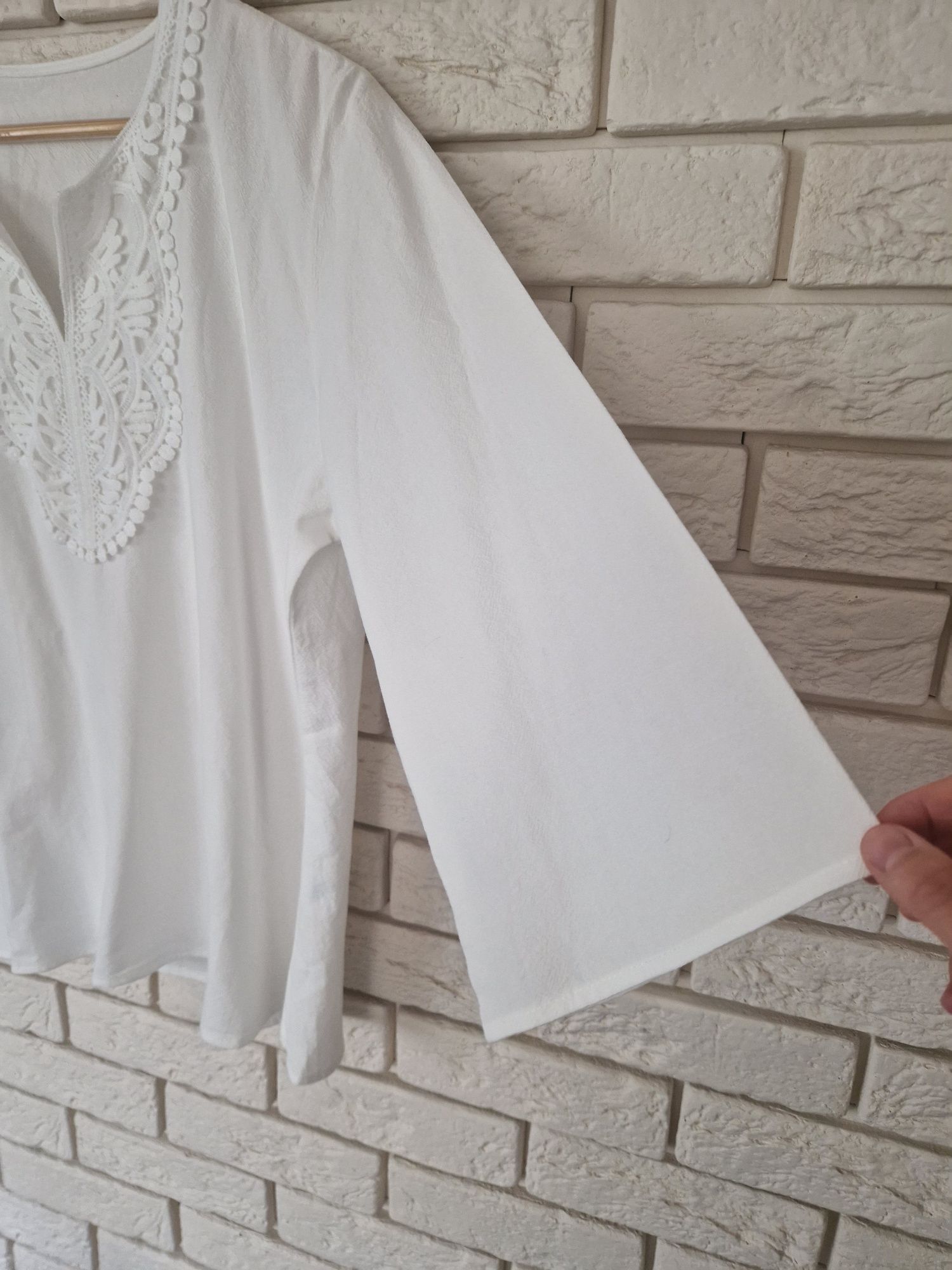 Haftowana biała bluzka koszula boho retro casual 100% bawełna 42 XL