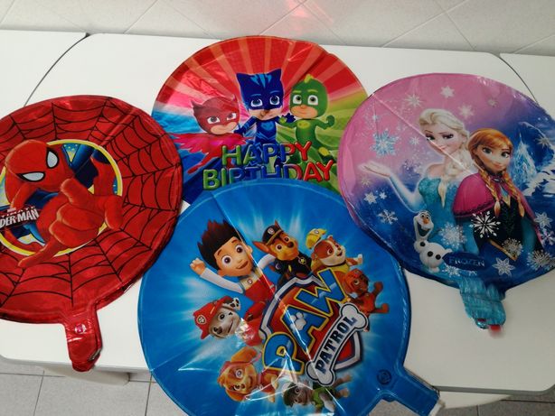 Balão homem-aranha, frozen, patrulha pata, minions, pjmasks, among us