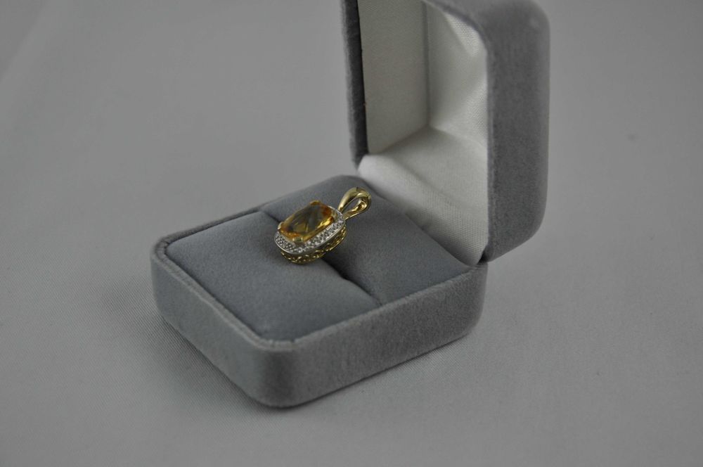 Apart złota zawieszka 14K/585 z diamentami i cytrynem