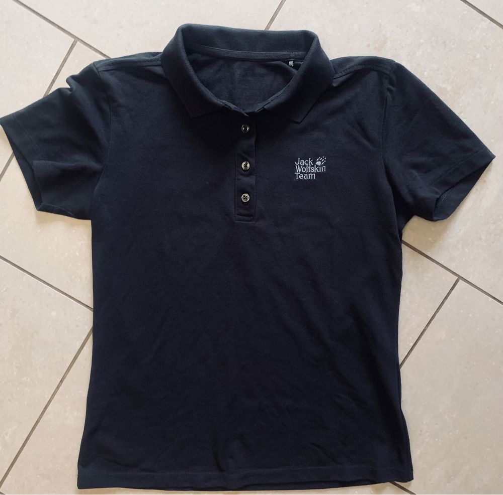 Jack Wolfskin damska grafit koszulka polo r. M/ L bawełna, logowana