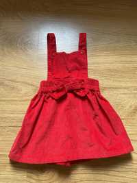 Czerwona sztruksowa sukienka 5 10 15 rozmiar 74