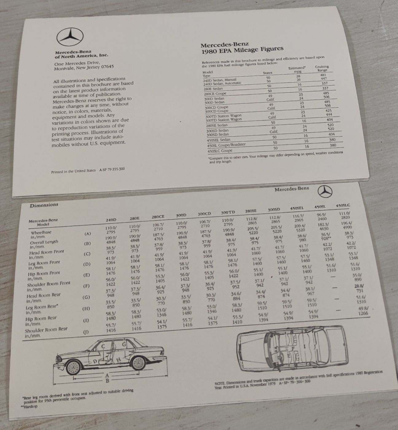 Нова NOS рекламна брошура на 22 сторінки Mercedes Benz w123,w116,w107