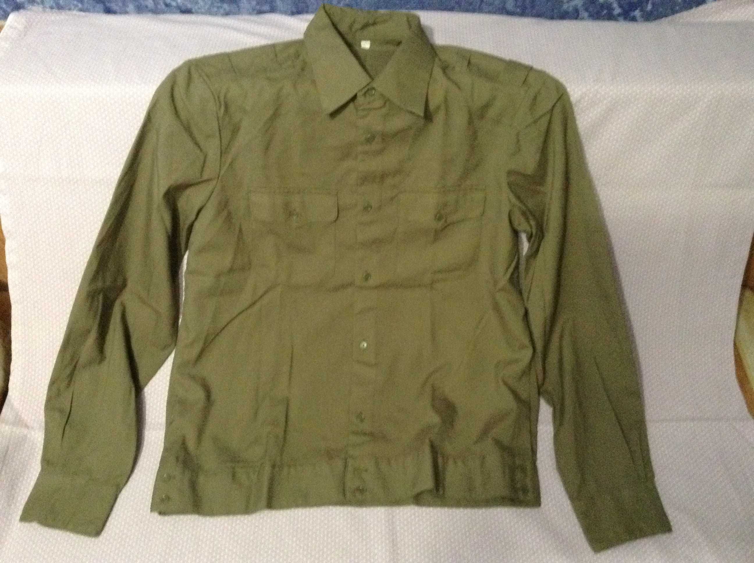 Рубашка офицерская военная защитного цвета, полынь, белая