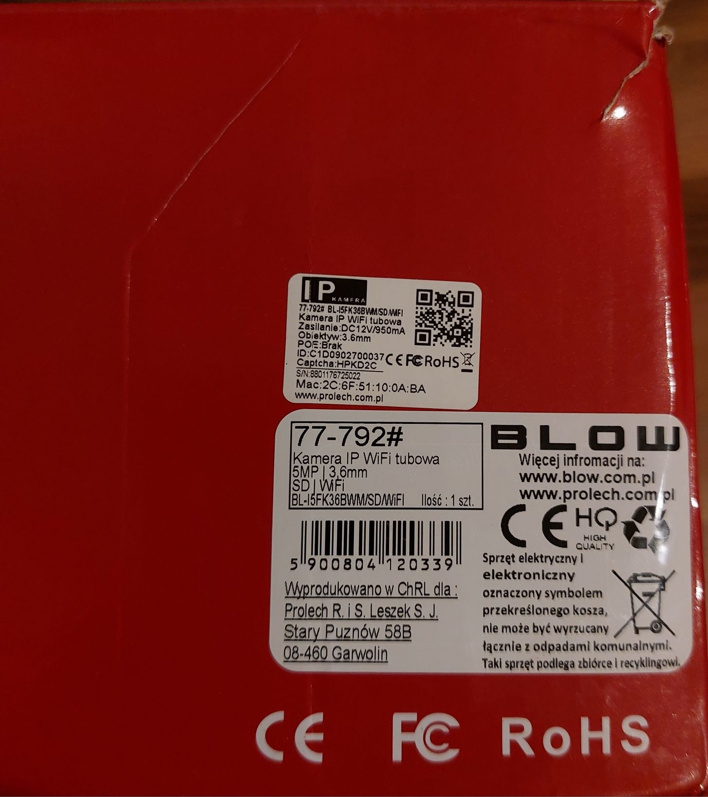 Kamera zewnętrzna   IP WiFi blow. 5MP 3,6mm