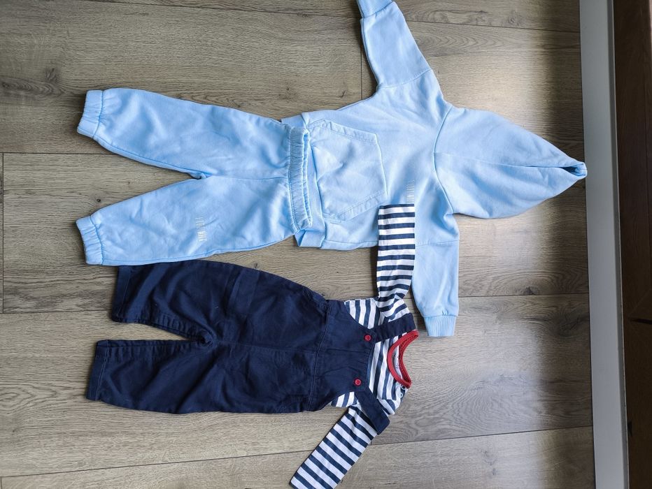 Dres I love milk +body z długim rękawem + spodenki na szelkach r.74/80